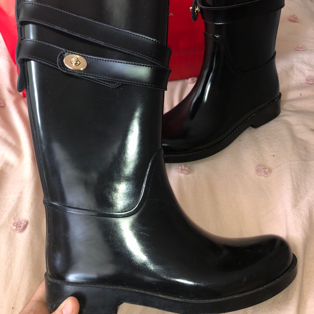 Coach rubber rain boots